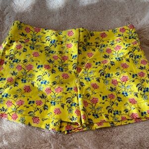 LOFT Yellow Floral High-Waist Shorts